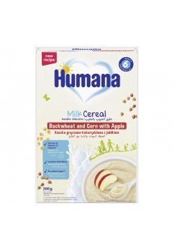 Каша молочна гречано-кукурудзяна з яблуком Humana 200г 960303