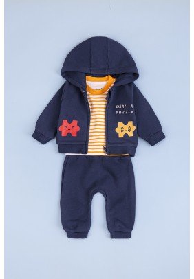 Комплект (футболка довг.рук+кофта+штани) 50-80 For my baby 23621 -синій