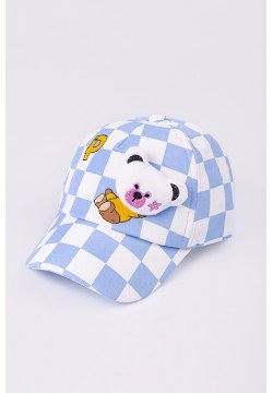 Кепка "Ведмедик (клітинка)" Makko Л5824 блакитний