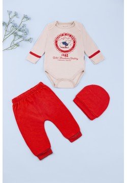 Комплект для новорожденого (боди дл.рук+штаны+шапка) 3-6 Miniworld 16473 -красный
