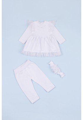 Комплект для новорожденного (платье+платье+повязка) 62-80 Happy TOT 819 -белый