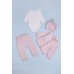 Комплект (боді довг.рук+кофта+штани+шапка) в'язка 3-9 BabyMy 4034 -рожевий