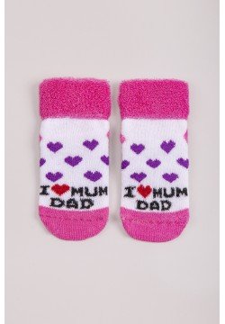 Шкарпетки I love mam dad махра ТО 0150 -малиновий
