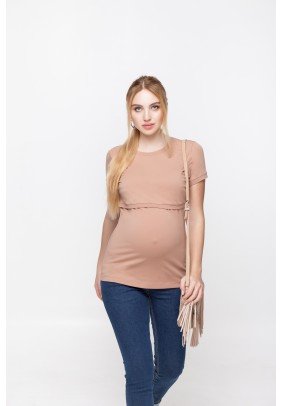Футболка для вагітних і годування XS-XXL Юла мама Margo NR-10.013 -бежевий - 