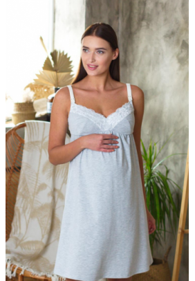 Нiчна сорочка  для вагітних та годування S-XXL Юла мама MONIKA NEW NW-2.2.5 cірий - 