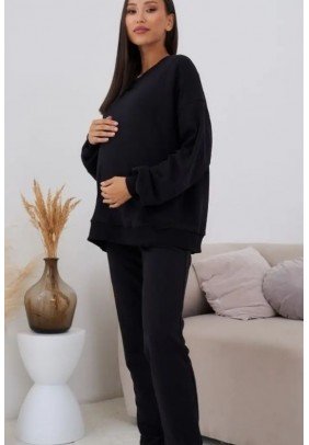 Костюм для беременных  (толстовка+штаны) 44-48 Мамин Дом GHY-217 -черный