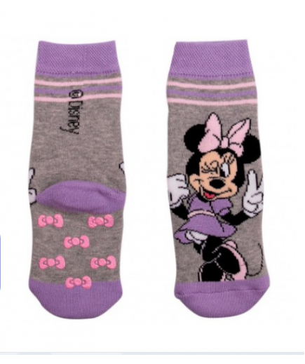 Шкарпетки з гальмами Minnie Disney 1шт MN17068-Сірий/бузковий