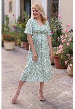 Платье для беременных и кормления S-XXL Юла мама VANESSA DR-23.031 -зеленый