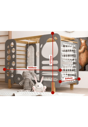 Ліжко дитяче TatkoPlayground Montessori Спортивне 1600x800 ТРMSP-grey - 