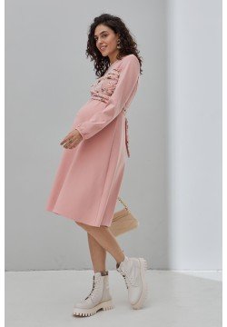 Платье для беременных и кормления S-XL Юла мама MAGNOLIA DR-30.091 -розовый