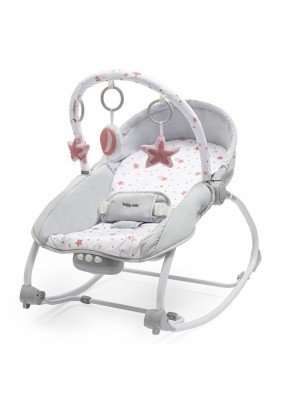 Лежак Baby Mix Зірочки 53427 grey/pink